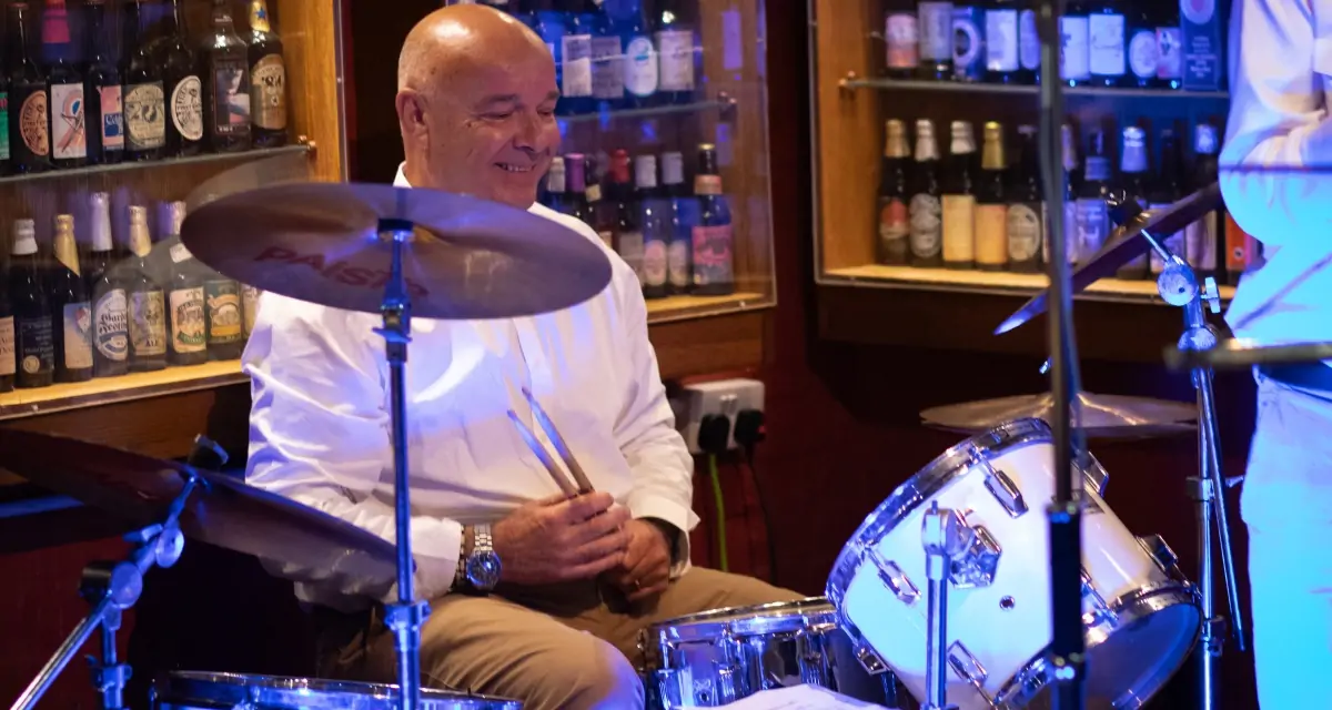 Batemans celebrate 150th anniversary with Brewers lunch - Rockney Rebels Band with special guests, on drums Stuart Bateman.