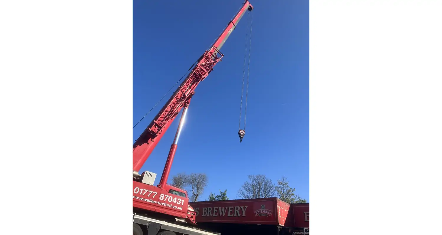 Batemans New Brewing Equipment Crane lifted in place