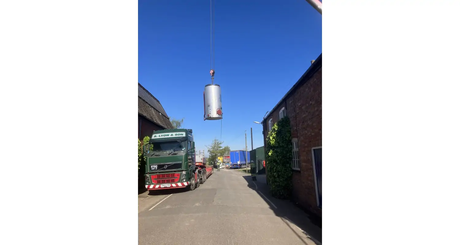 Batemans New Brewing Equipment Crane lifted in place
