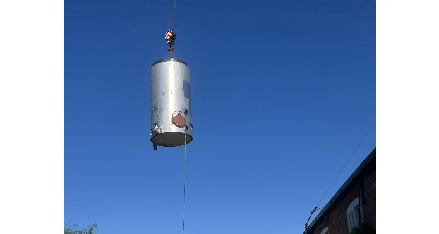 Batemans New Brewing Equipment Crane lifted in place