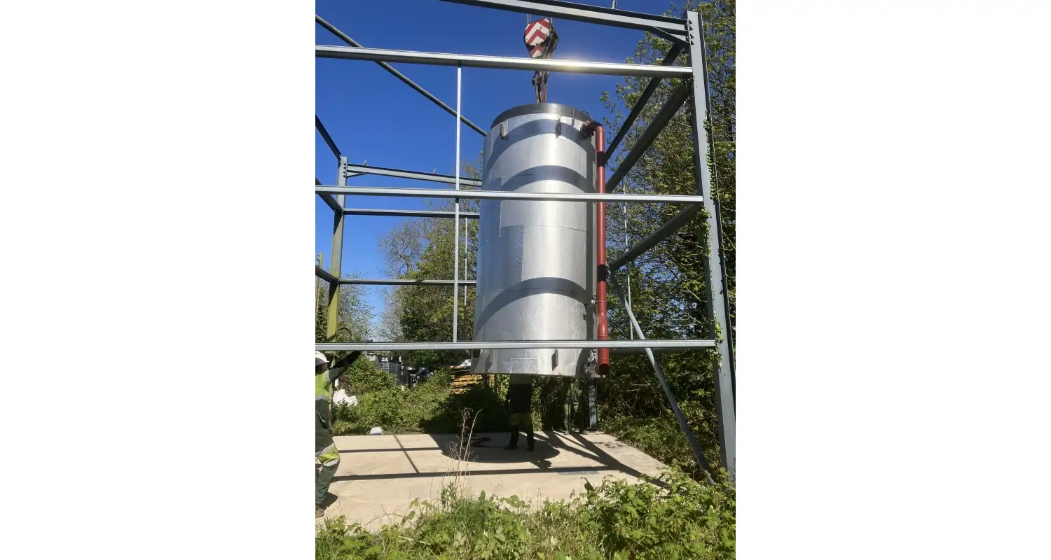 Batemans New Brewing Equipment Crane lifted in place
