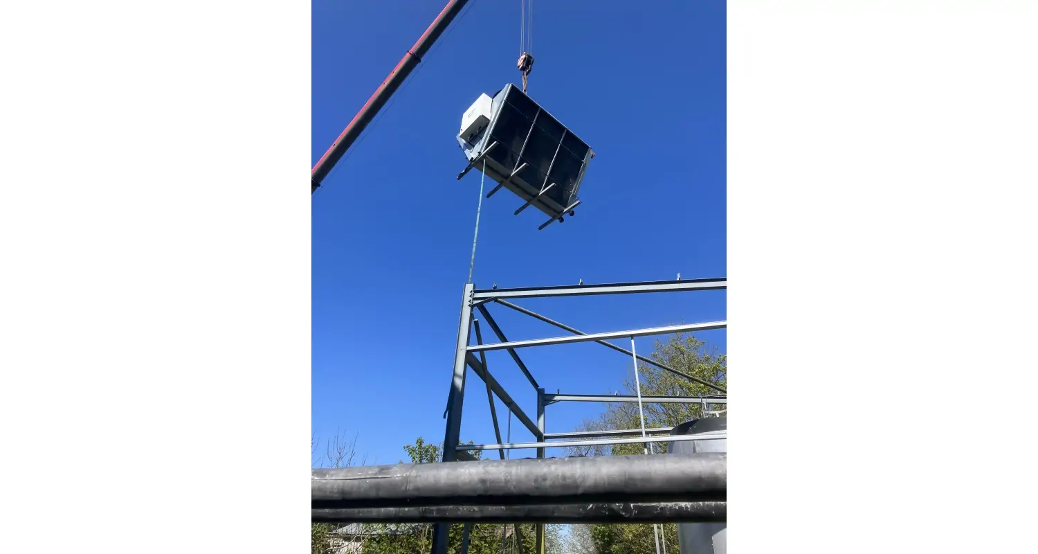 Batemans New Brewing Equipment Crane lifted in place