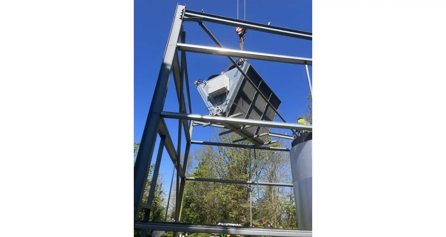 Batemans New Brewing Equipment Crane lifted in place
