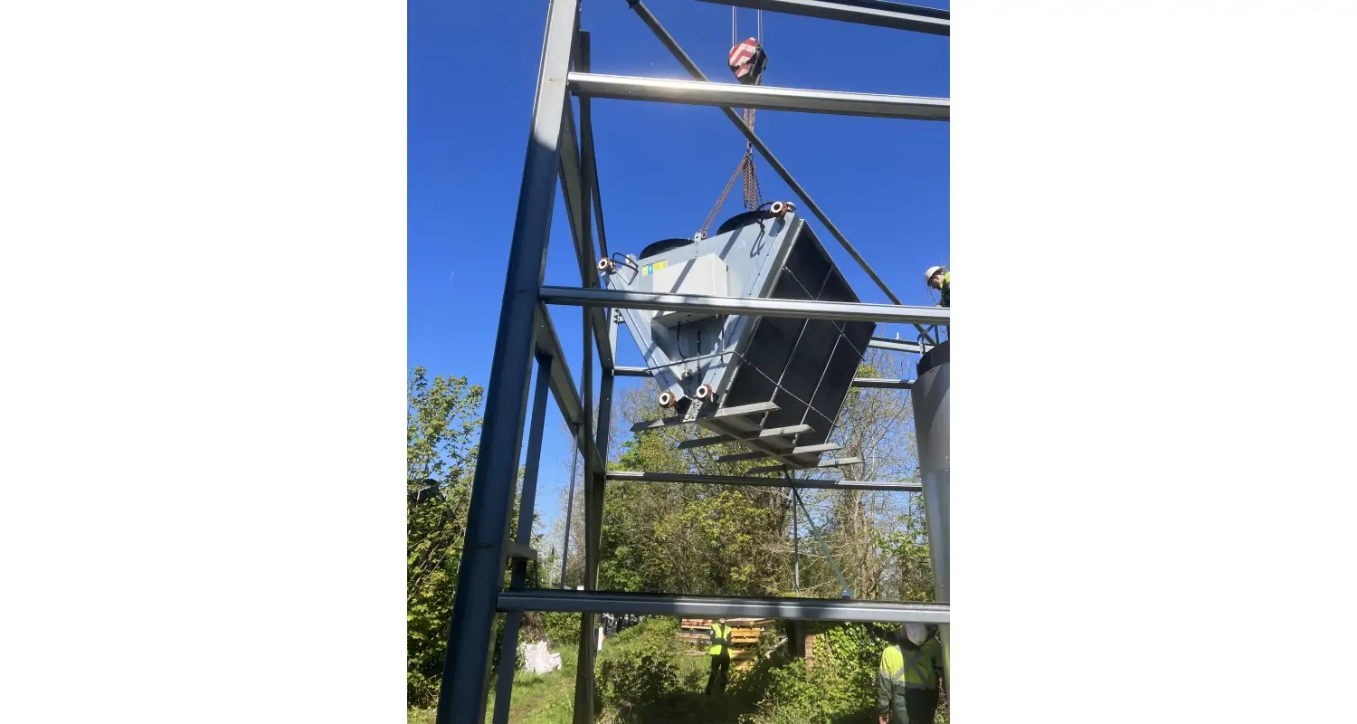 Batemans New Brewing Equipment Crane lifted in place