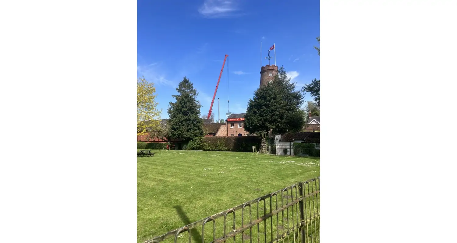 Batemans New Brewing Equipment Crane lifted in place