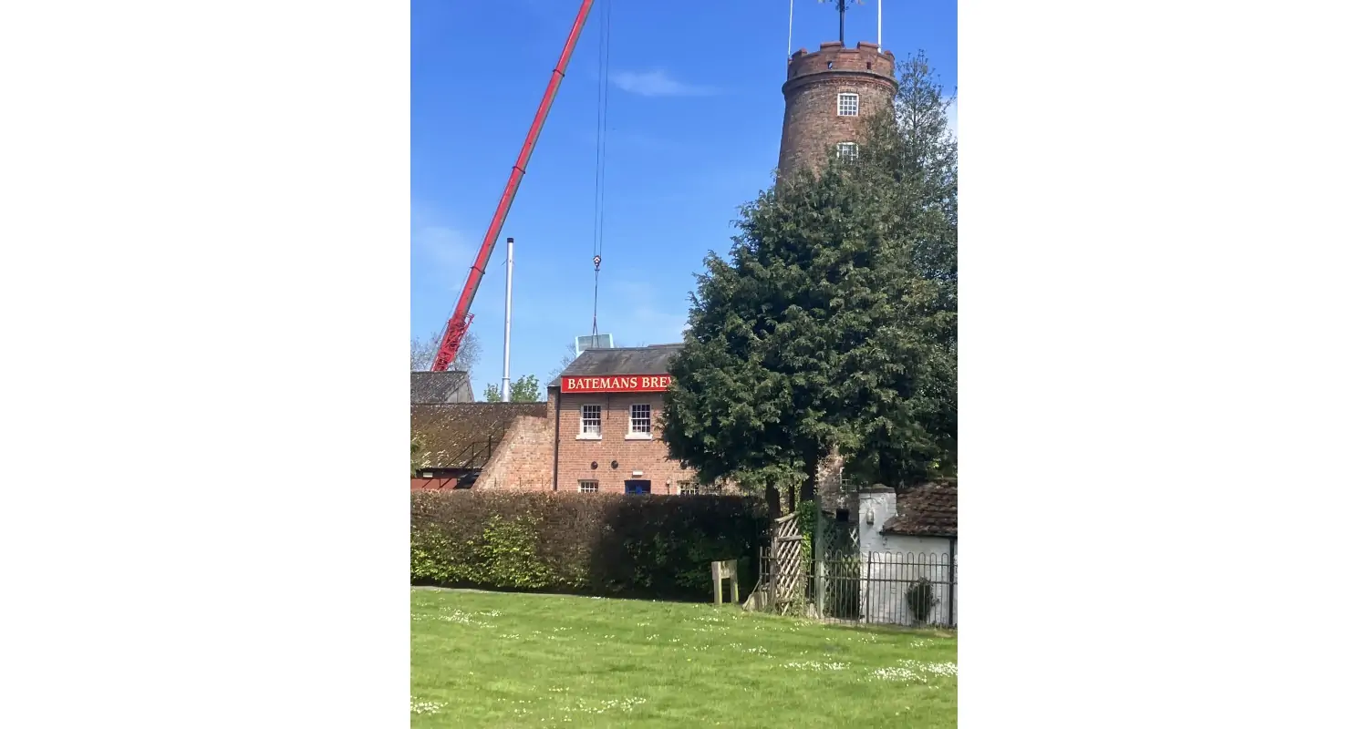 Batemans New Brewing Equipment Crane lifted in place