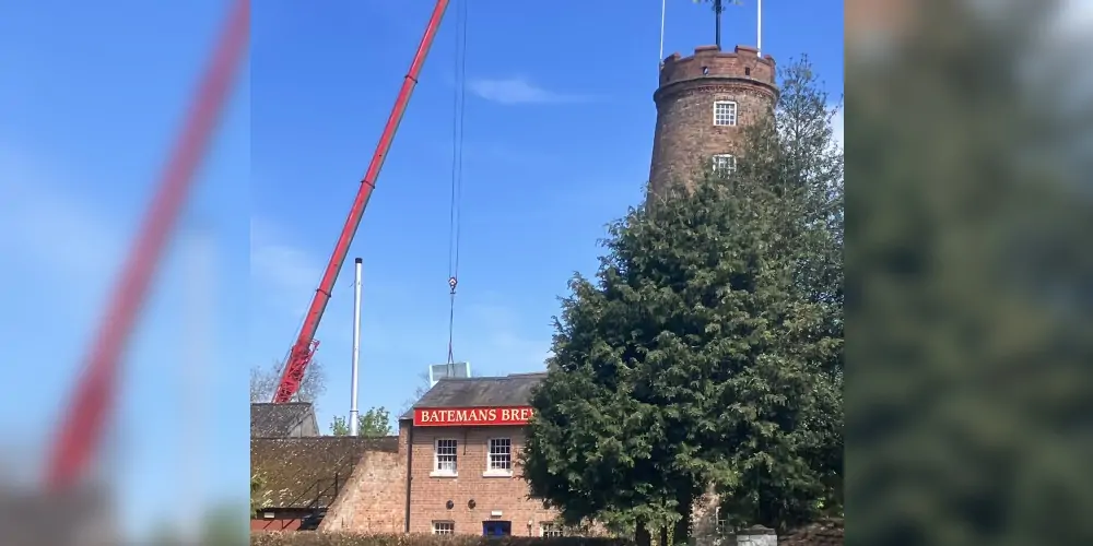 Batemans New Brewing Equipment Crane lifted in place