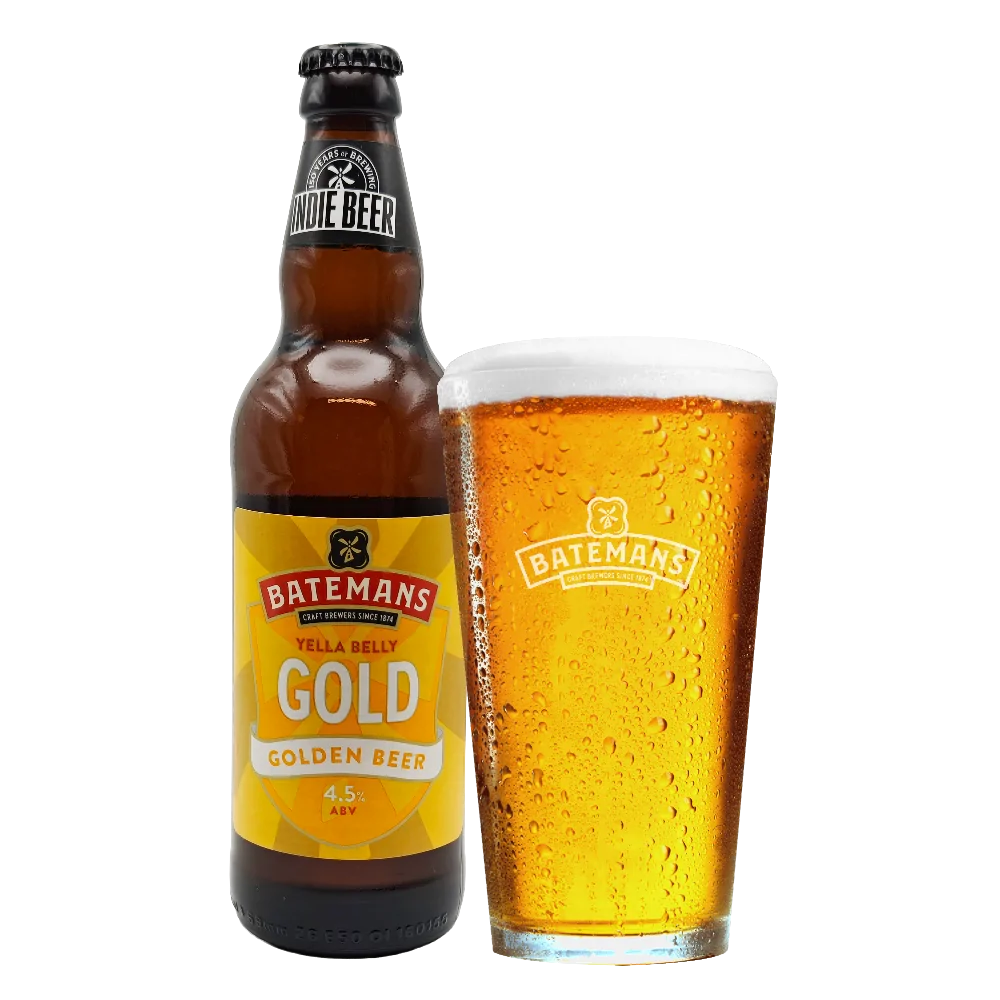 Batemans Yella Belly Gold Bottled Beer with Indie Beer Neck Label