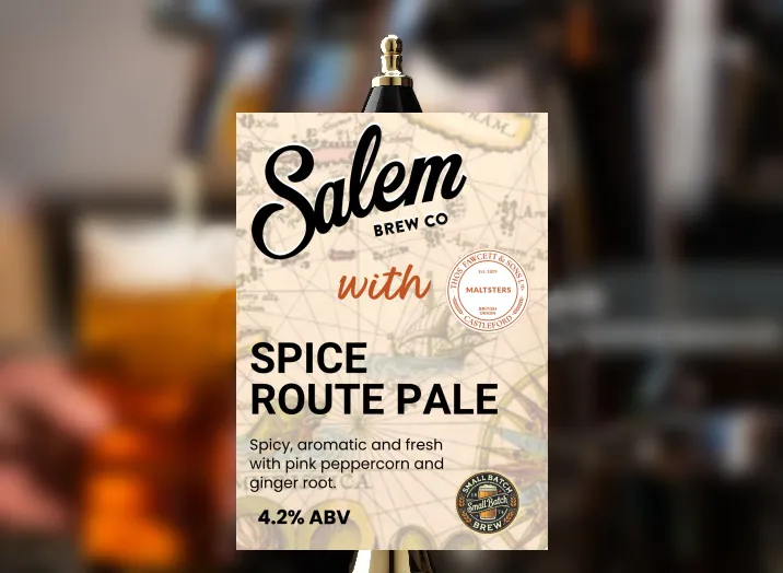 Salem Brew Co. - Spice Route Pale - Spicy, aromatic and fresh with pink peppercorn and ginger root.