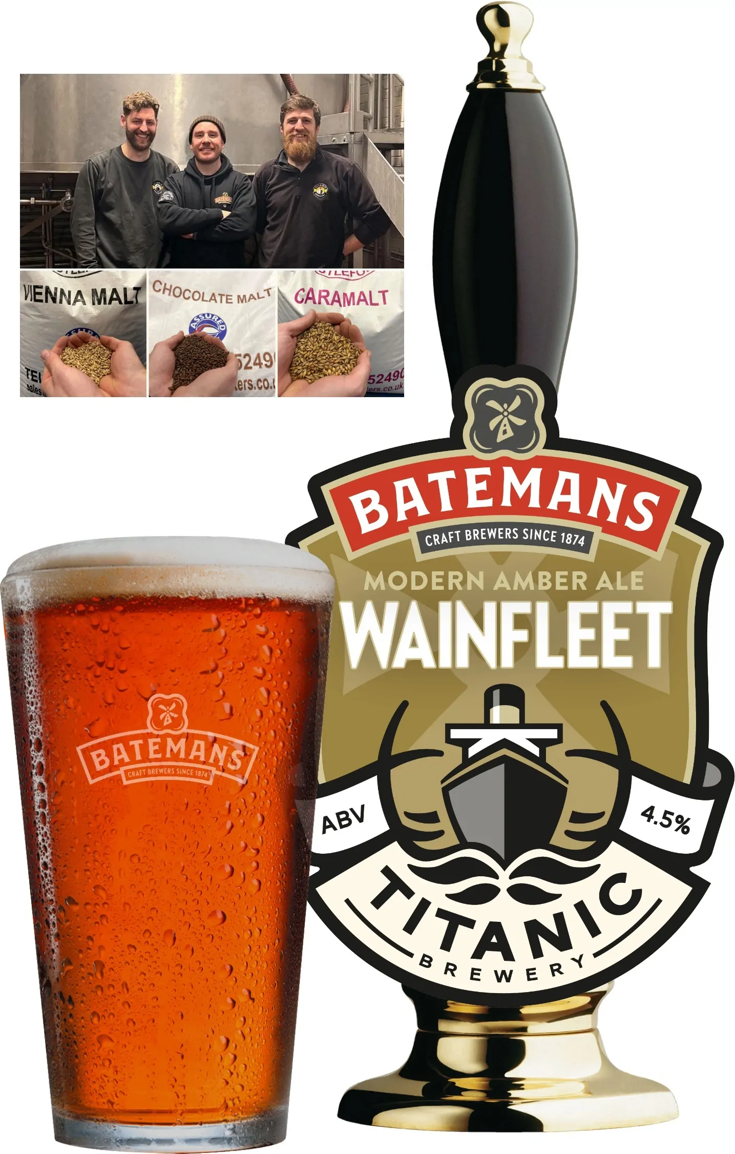 Batemans x Titanic Collaboration - Wainfleet - Brewing Team & Malts used in the brew.
