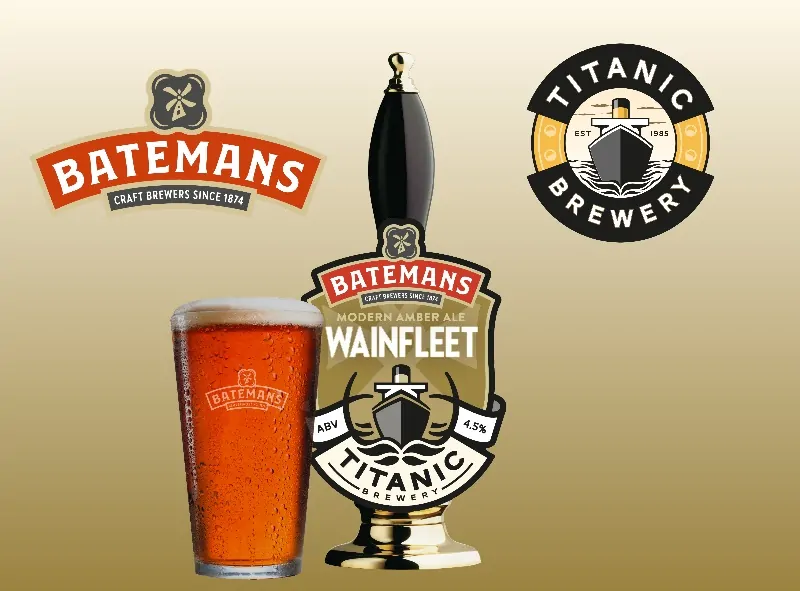 Batemans x Titanic Collaboration - Wainfleet - Amber Ale with pump clip on the bar.